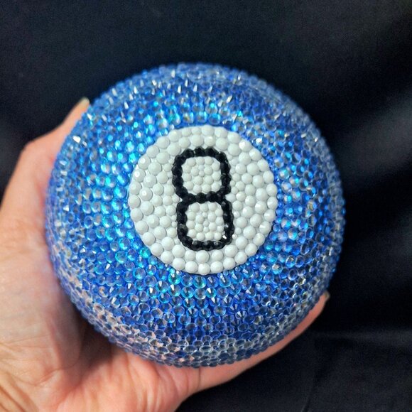 Bedazzled Iridescent Blue 8 Ball, Bling, Home Decor, Cool, Unique Gift - Picture 4 of 5